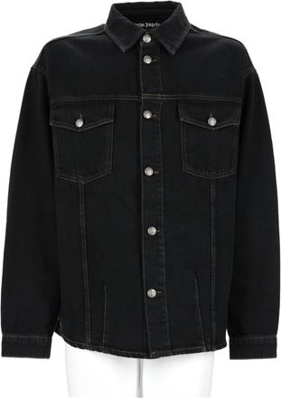 Palm Angels Black Graphic Denim Jacket