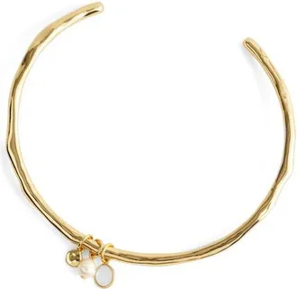 Madewell Cluster Pendant Hammered Choker Necklace in Antique Gold at Nordstrom