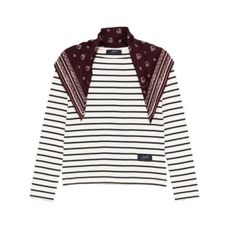 Seafarer Long Sleeve T-Shirts, female, Black, S, Striped Boat Neck Long Sleeve Tee