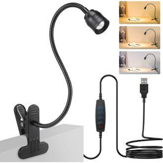 OEM L&aacute;mpara De Lectura Led Con Enfoque Ajustable, Adecuada Para Cabeceros, Escritorios Y Camas De Dormitorio, Con Dise&ntilde;o De Clip Usb Regulable, Tubo Flexi