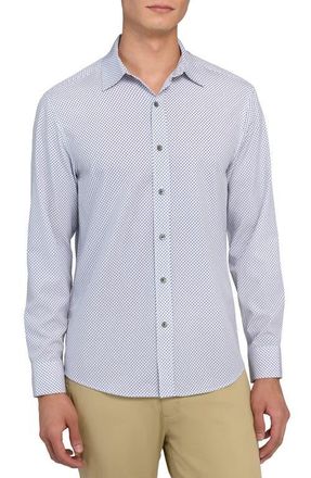W.R.K Slim Fit Geometric Print Performance Button-Up Shirt in White at Nordstrom, Size Xx-Large