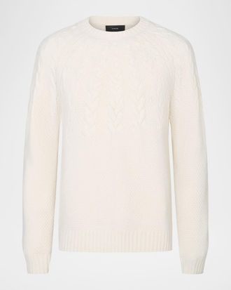 Vince Men & apos;s Airspun Merino Wool Cable-Yoke Crewneck Sweater