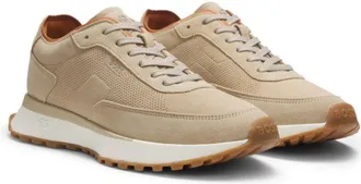 BOSS Suede sneakers with perforations
