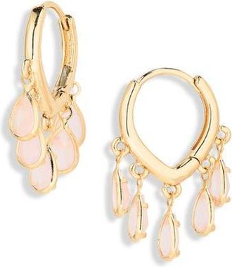 Cara Crystal Charm Huggie Hoop Earrings in Pink at Nordstrom Rack