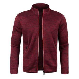 Generic Mens Knitted Cardigans Full Front Zip Closure Zipper Cardigan Mens Knit Cardigan Long-Sleeve Thick Knitted Pattern Cardigan Sweater Classic Style Knit