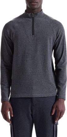 Bugatchi Brushed Cotton Blend Quarter Zip Pullover in Black at Nordstrom, Size Xxx-Large