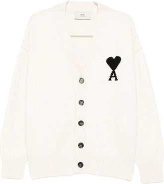 Ami v Neck Cardigan With Contrasted Ami de Coeur