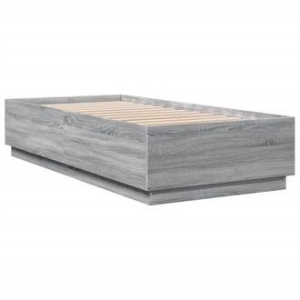 Berkfield Home Durable Bed Frame with LED without Mattress Grey Sonoma 90x200 cm