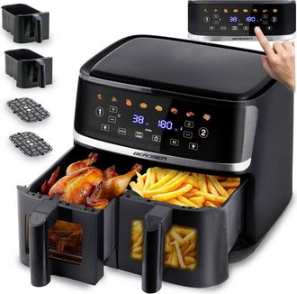 OEM Freidora De Aire Grande 10,2l Air Fryer Xl Doble C&aacute;mara Berdsen 1700w Bd-657 Negra