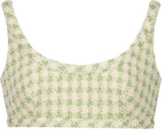 Giambattista Valli check-pattern tweed crop top - women - Cotton/Viscose - 42 - Green