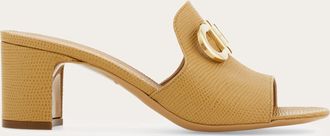 Ferragamo Women Mid heel mule with Gancini buckle Beige Size 10.5