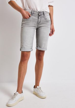 Street One Bermudas STREET ONE Style Jane, Damen, Gr. 33, N-Gr, light grau random washed, Denim/Jeans, Obermaterial: 63% Baumwolle, 25% Polyester, 10% Viskose, 2