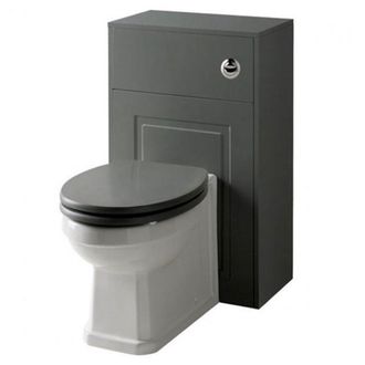 Clifton Matt Grey Back to Wall Toilet with Soft Close Seat & Unit 50cm Wide in Charcoal