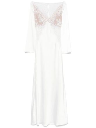 Self Portrait lace satin gown - White