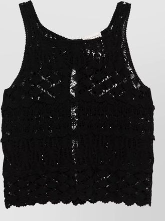 Semicouture lace trim sleeveless cotton tank top