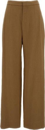 JEJIA Herringbone Patterned Linen-Blend Trousers with High-Waisted Silhouette