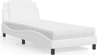 vidaXL Cama Con Colch&oacute;n Cuero Sint&eacute;tico Blanco 90x190 Cm Vidaxl
