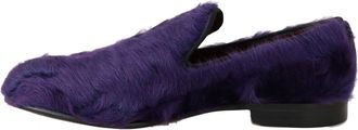 Dolce & Gabbana Womens Purple Sheep Fur Leather Loafers