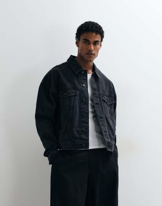 Asos giacca trucker in denim oversize lavaggio nero