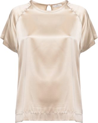 PANICALE Ivory Silk Short Sleeve Blouse