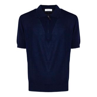 KANGRA Polo Shirts, male, Blue, Size: M Cotton Knit Polo Shirt