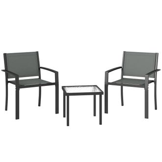 OUTSUNNY Conjunto de bistr&oacute; 58x58x75 cm gris claro