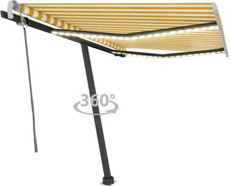 vidaXL Vidaxl - Toldo Manual Retr&aacute;ctil Con Led Amarillo Y Blanco 300x250 Cm