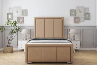 Sloomy Lancaster Dumfries Bed Frame With 50 Upholstered Headboard in Light Brown | Size: Small Double