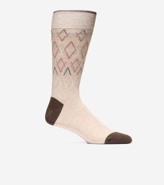 Cole Haan Mens Geo Dress Crew Socks - Beige