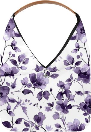 Generic Purple Floral Cute Reusable Lightweight Grocery Bags - Foldable Into Compact Pouch, Washable & Sturdy, Multipurpose for Shopping and Travel