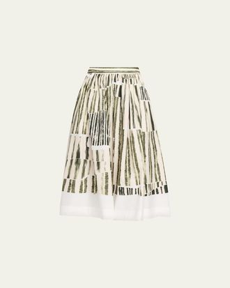 Jason Wu Stripe Collage A-Line Midi Skirt