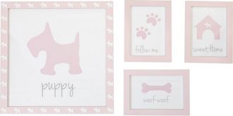 Muemue Cuadros set de 4 infantiles mdf rosa 22x16cm/38x40cm