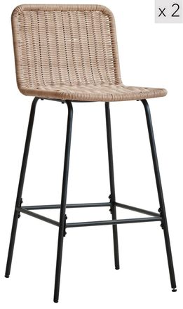 Nordlys Set of 2 Metal & Fiber Stools in Light Brown