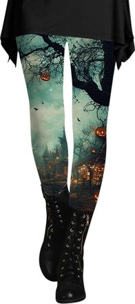 Generic Halloween Leggings for Women UK Ghost Pumpkin 3D Graphic Yoga Jogging Pants Fitness Running Stretch Leggings Novelty Gift Casual Pants Fall Festive Ti