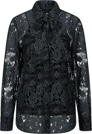 Riani Blusa de encaje con ribete brillante y cuello anudado - Blouses & Shirts - Mujer - Negro - XL