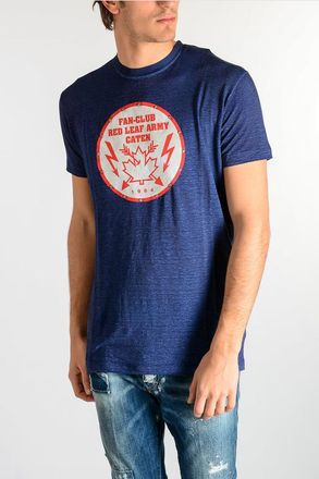 Dsquared2 Studded Stretch Linen T-Shirt with Patch size L