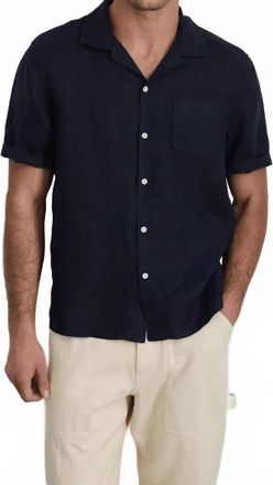 Alex Mill Linen Camp Shirt In Dark Navy