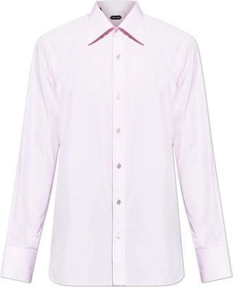 Tom Ford Poplin Slim Fit Overhemd - Heren - Zakelijke Overhemden - Roze - 3XL - Katoen - Overhemden