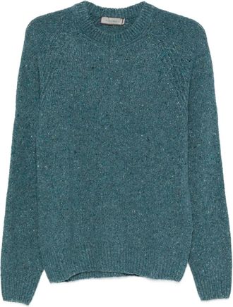 Canali speckled crew-neck sweater - Blue