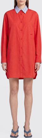 Loewe Mini abito chemisier in cotone a maniche lunghe con logo ricamato