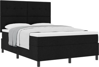vidaXL Box Spring Bed with Mattress Black 140 x 190 cm Fabric vidaXL