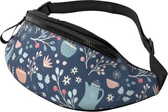 Generic Colorful Kettle And Flower Bum Bags Waist Bag Fashion Bumbags For Outdoors Running Shopping 14X35Cm