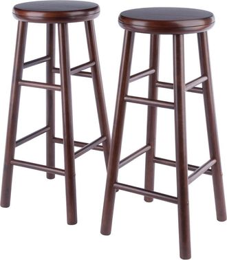 Winsome Shelby 2-Pc Swivel Seat Bar Stool Set, Walnut