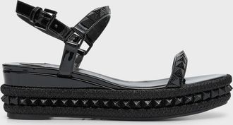Christian Louboutin 60mm Pyraclou Patent Spike Wedge Sandals