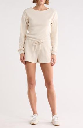 Madden Girl Long Sleeve Ribbed Romper in Birch at Nordstrom Rack, Size X-Large