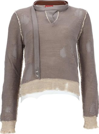Diesel M-Dracarina Cropped Frayed Cotton Sweater