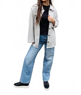 7 For All Mankind Callie Shirt Jacket In Light Grey