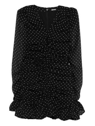 Rotate floral-dot mini dress - women - Polyester/Polyester/Elastane - 44 - Black