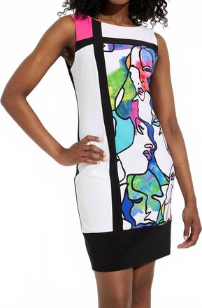 Joseph Ribkoff Face Print Sheath Dress In Multi
