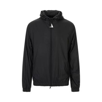 Moncler Light Jackets, male, Black, Size: L Domene Hooded Windbreaker